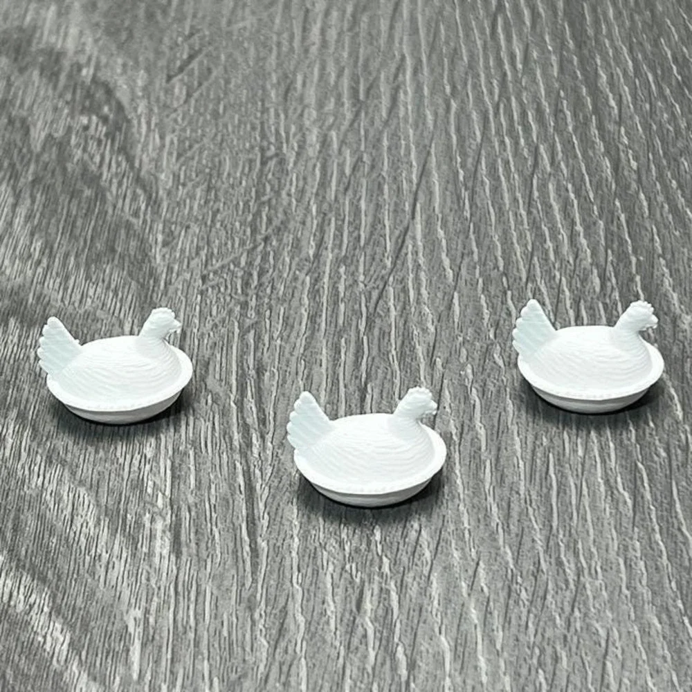 3D Printed Hen on Nest Dollhouse Miniature Set of 3 1:12 Scale Farmhouse Kitchen
